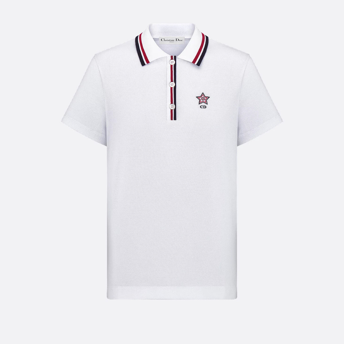 Dior Women's Spring Summer New Vibe Polo Shirt Three Colours Woven Strap Lapel Button Straight Short Sleeve Top Fashion Tennis Style T-shirt #81361