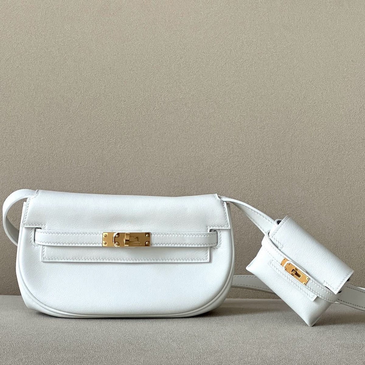 Hermes Ladies Leather Crossbody Metal Buckle Mother Bag Coin Purse #98336