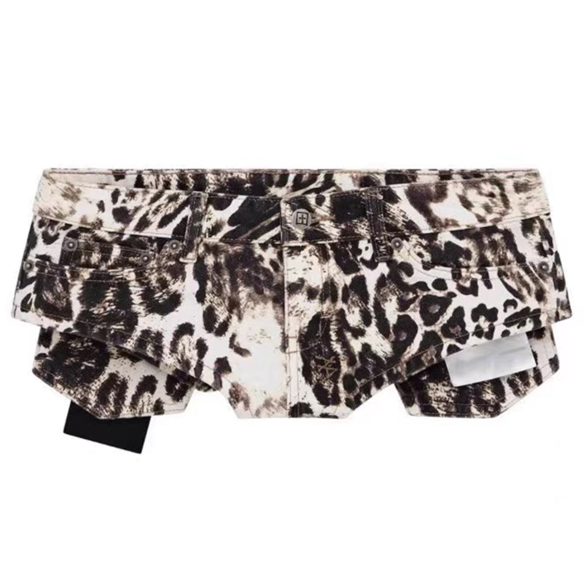 Mowalola Women's Spring And Summer Leopard Print Shorts Pocket Design Soyeon With The Same Y2k Europe And The United States Spicy Girl Wind Super Short Pants Ngvp #2452