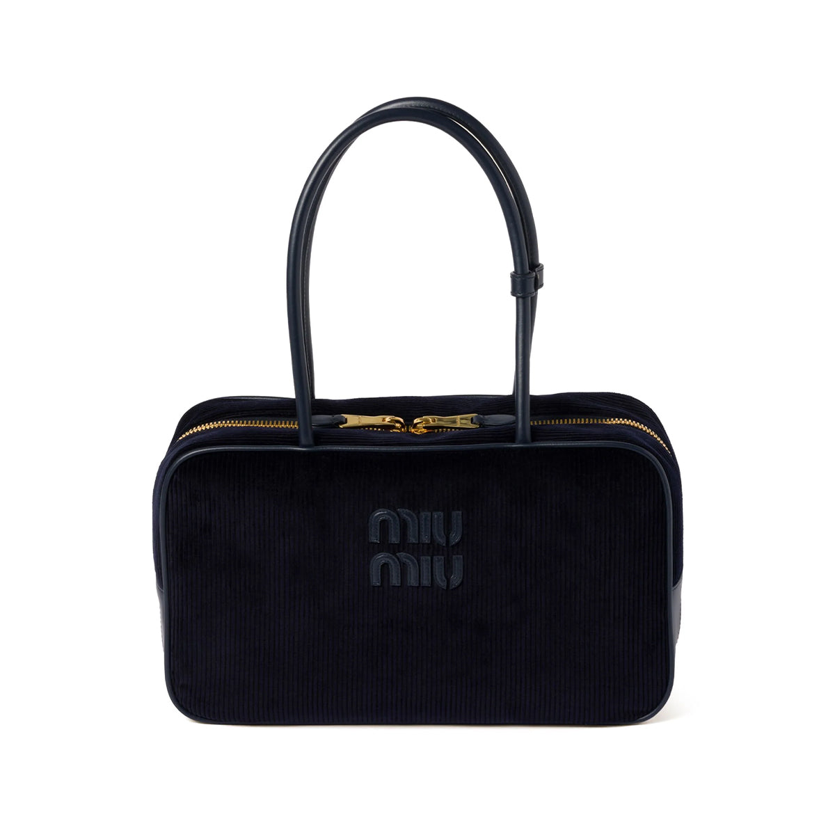 MiuMiu Women's Beau Logo Zipper Solid Color Corduroy Shoulder Bag Casual Tote Bag 5BB163VOOO2F81 #71649