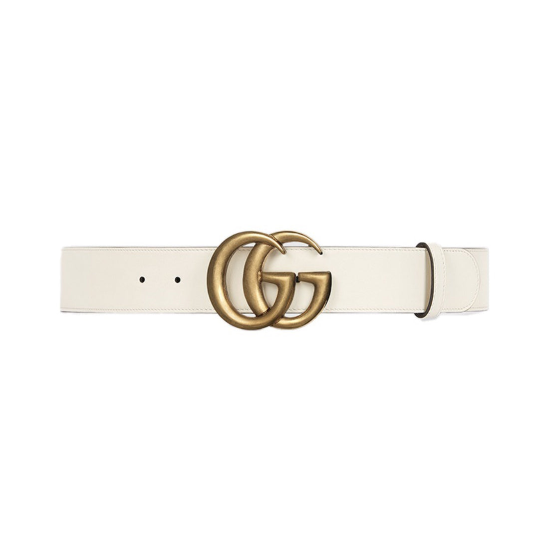 Gucci Men's and Women's Gold Double G Buckle White Leather Belts Width 4cm #98557