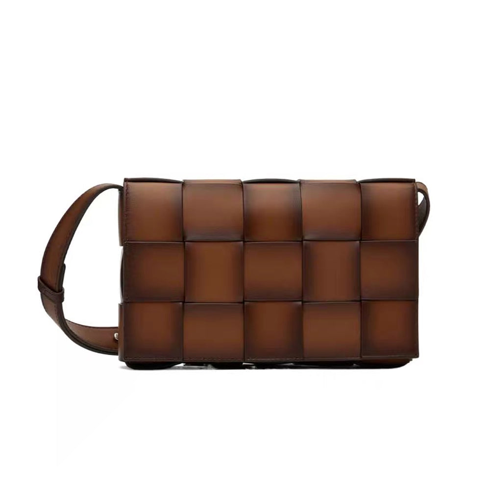 Bottega Veneta Men's Fashion Retro Gradient Color Cowhide Woven Flap Open And Close Handbag Casual Shoulder Crossbody Bag Ngvp #8415