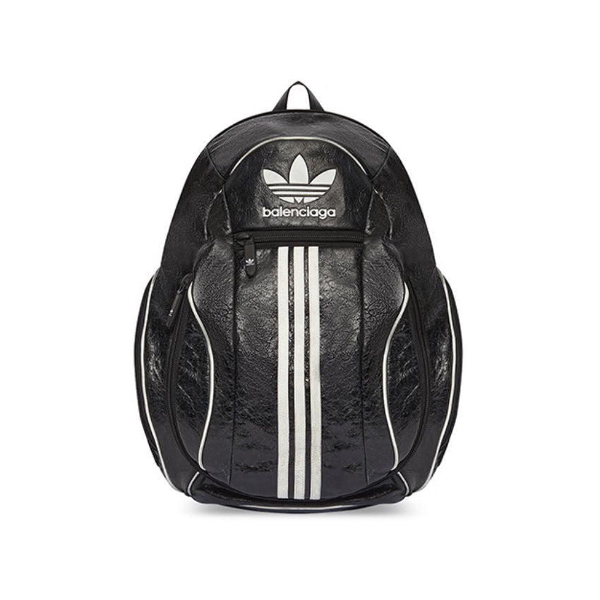 Balenciaga X Adidas Men's Black Zipper Closure Leather School Bag Backpack Shoulder Bags #97226