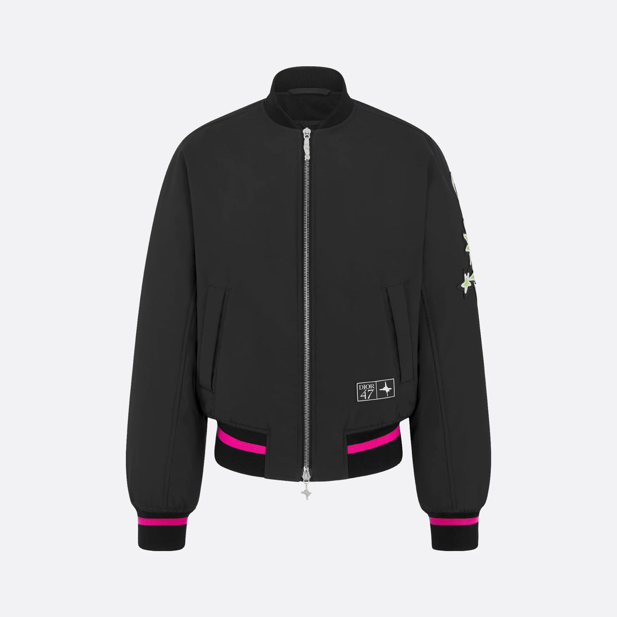 Dior And Lewis Hamilton Men's Spring/Autumn Fashion Casual Ribbed Collar Two Way Zipper Side Pocket Long Sleeve Pilot Baseball Jacket Short Jacket #78334