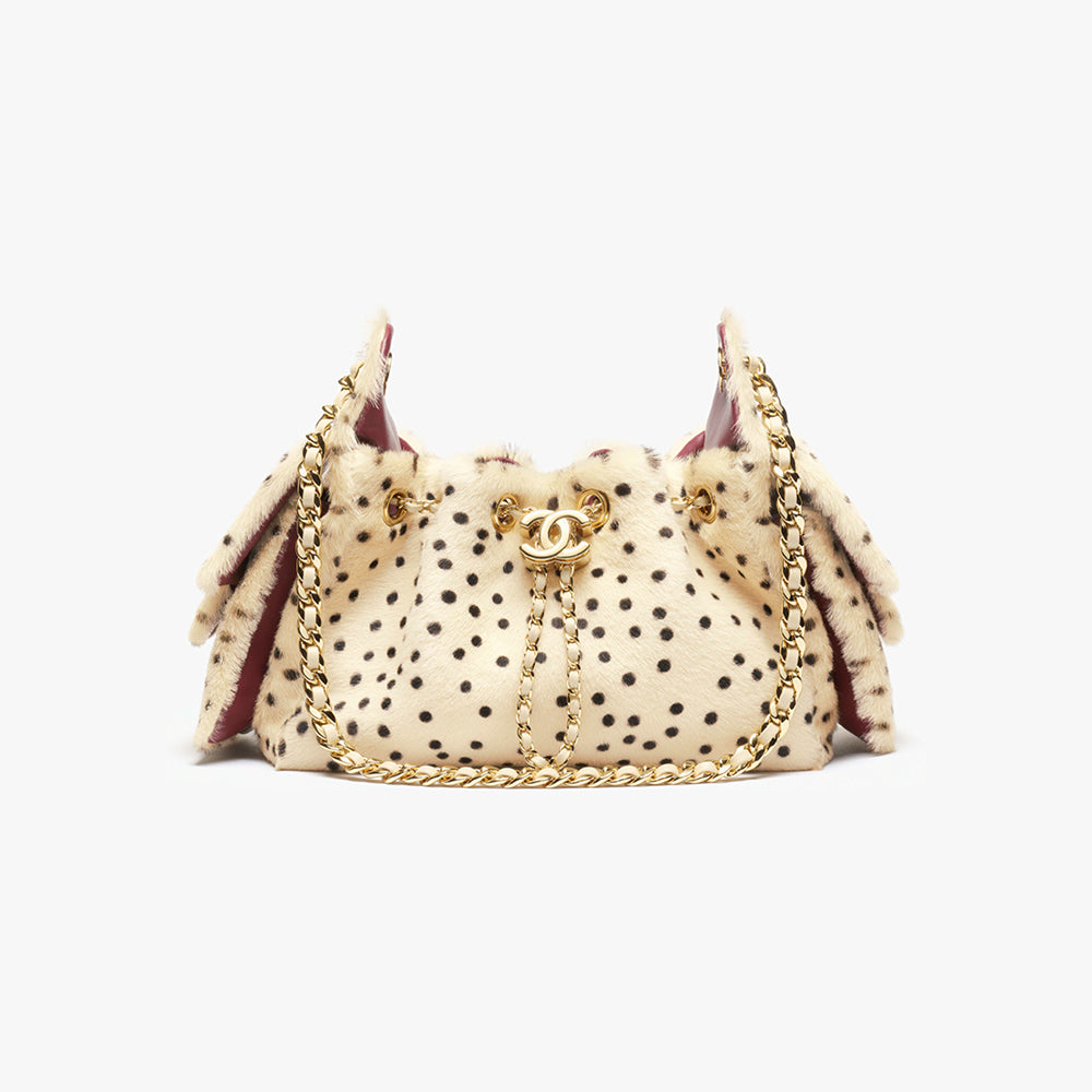 CHANEL 25 Mini Handbag Lambskin Gold-tone Metal Light Beige Black #389191