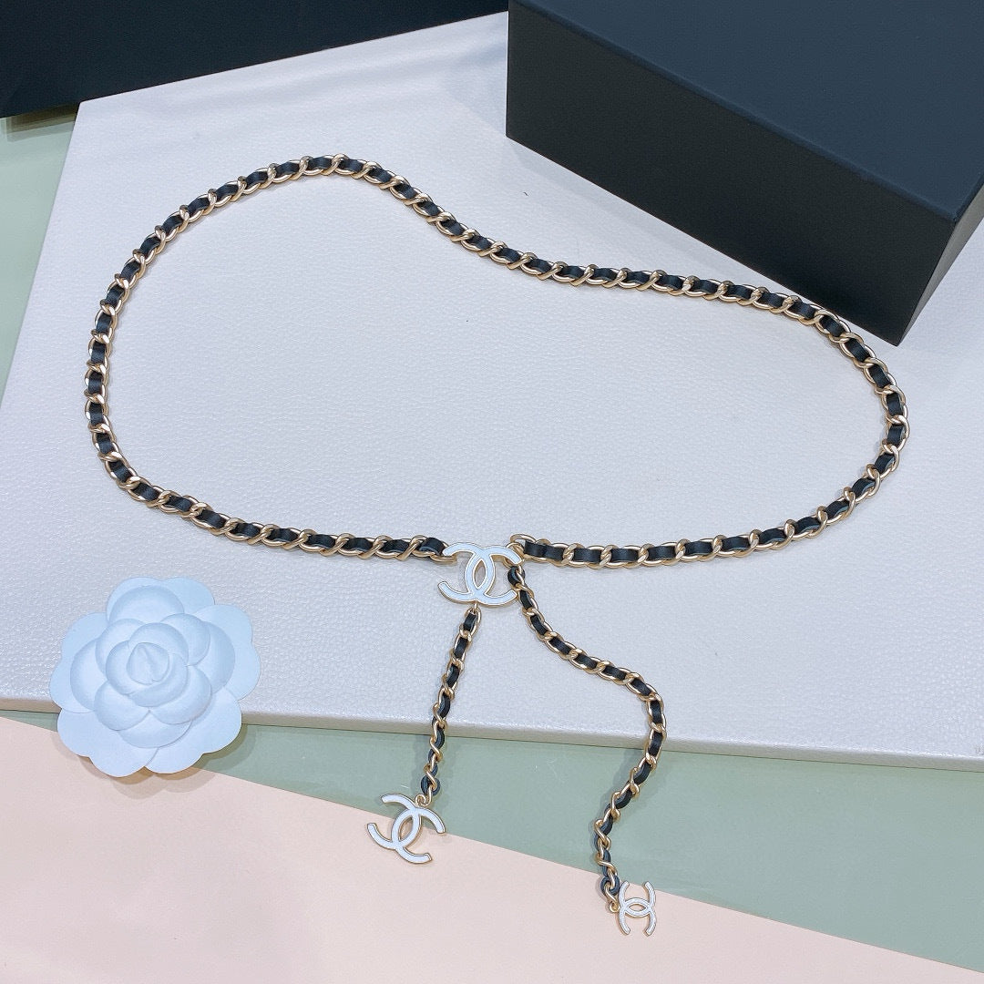 Chanel Women's Chain Belt Logo Metal Leather Chain Fashion Temperament Luxury Belt Jewelry Accessories #81238