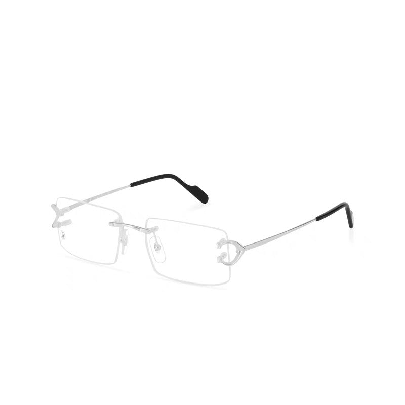 Cartier Men Women Fashion Solid Color Rimless Rectangular Eyeglasses Casual Metal Flat Lenses Glasses Accessories CT0488O #71979