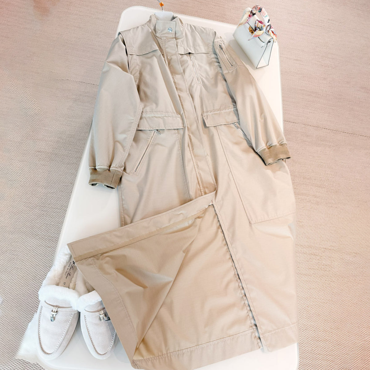 Hermes Twinset Two-piece Coat Women's Fall And Winter Fashion Trend Elegant Temperament Long Jacket Ngvp #2227