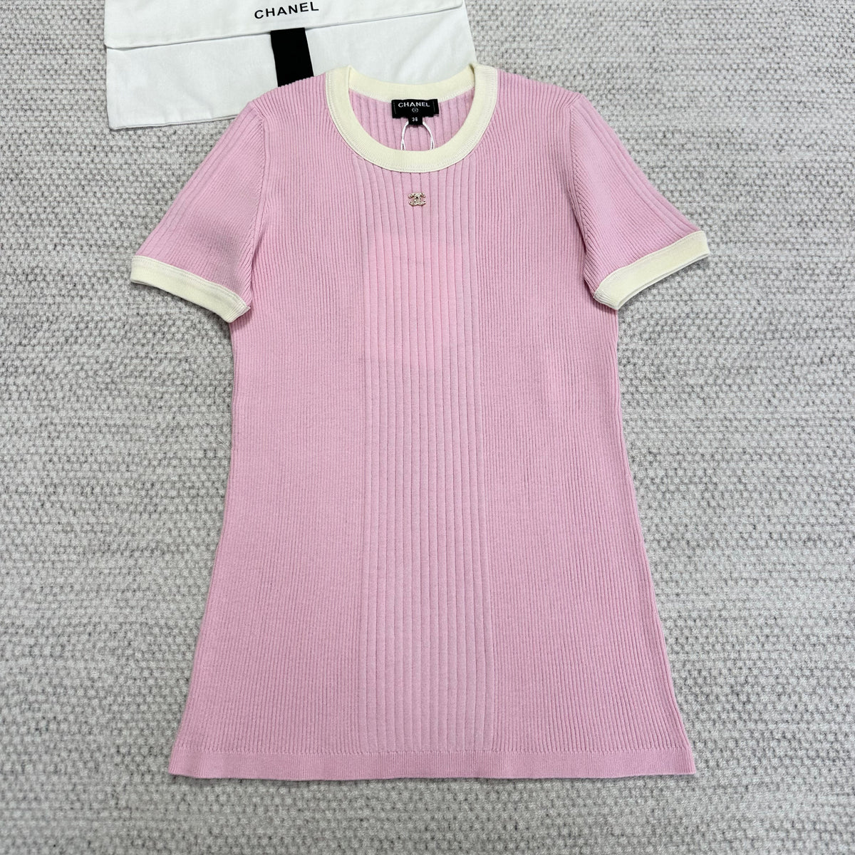 Chanel Women's Summer Fashion Casual Solid Color Crew Neck Knit Short Sleeve T-Shirt #78479