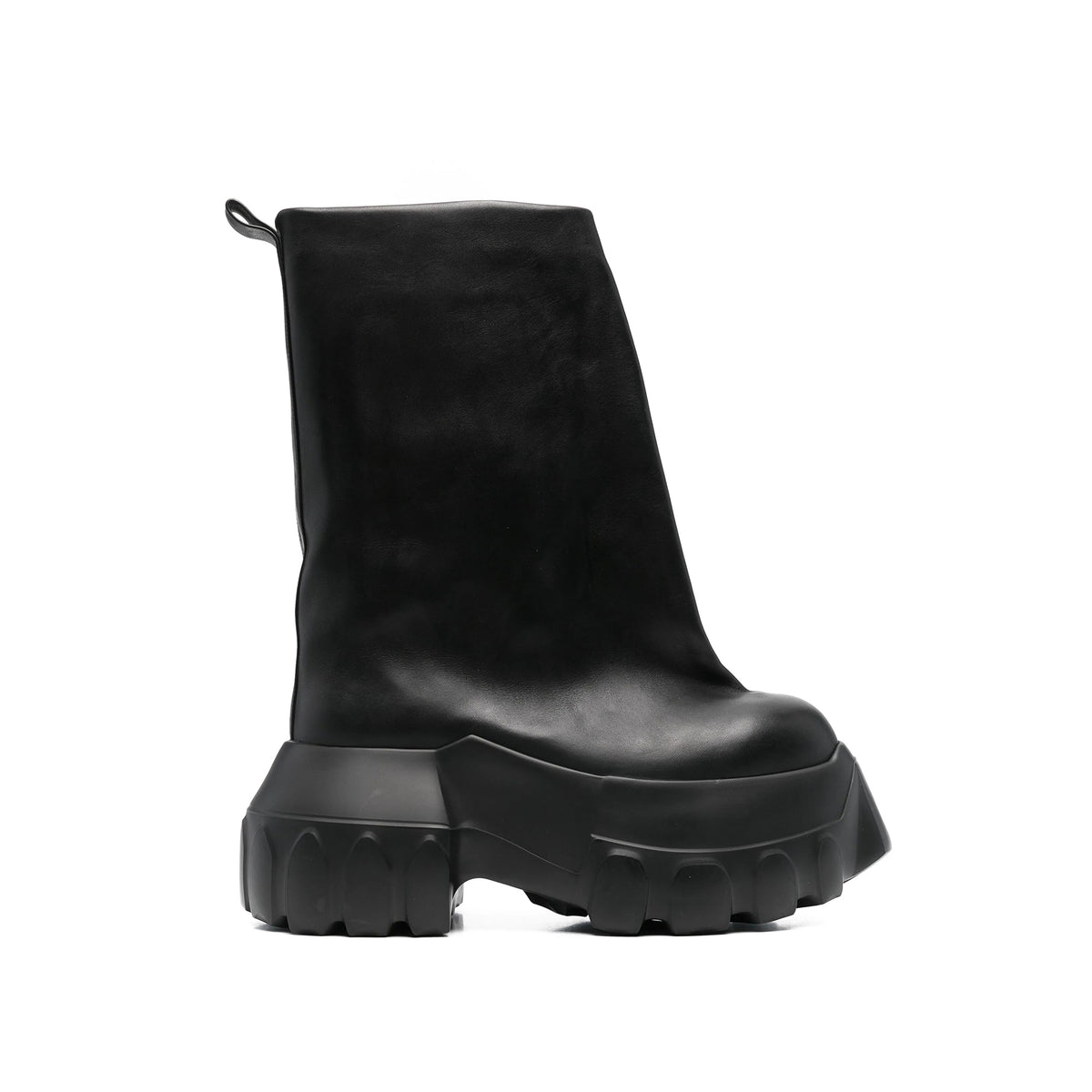 Rick Owens Men's And Women's Solid Color Thick Soled Round Toe Cowhide High Top Boots Shoes #77262