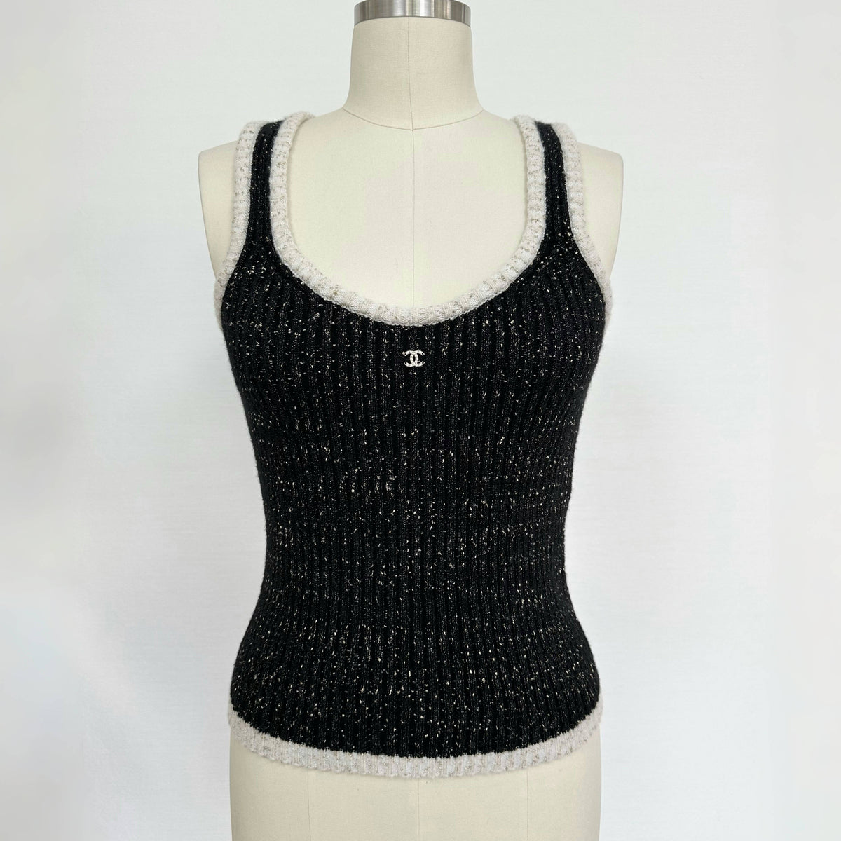 Chanel Women's Vest  Summer Color Block Round Neck Sleeveless Logo Embellished Starry Sky Tank Top #78274