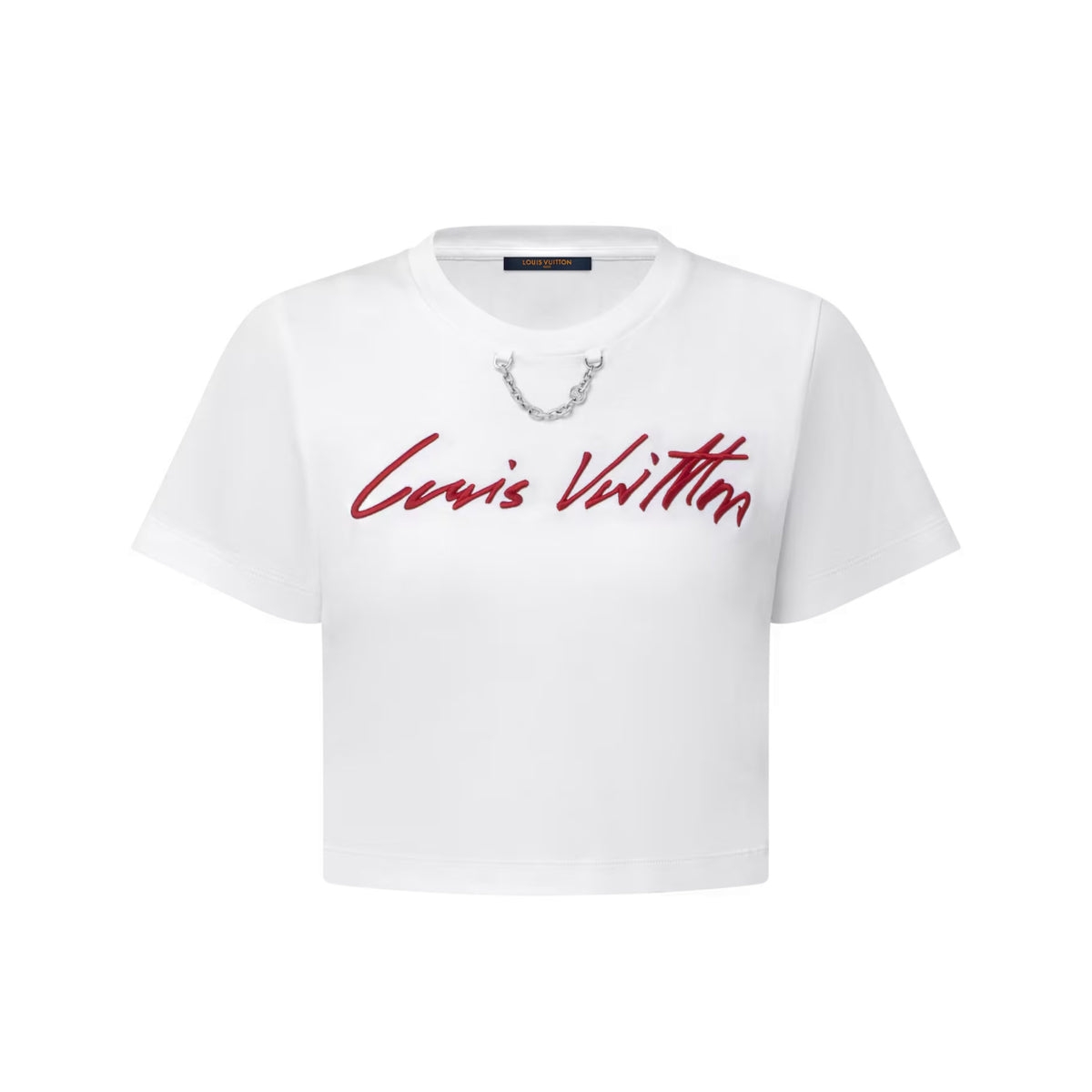 Louis Vuitton Women's Summer Solid Color Embroidered Letter Print Round Neck Cotton Short T-Shirt #77359