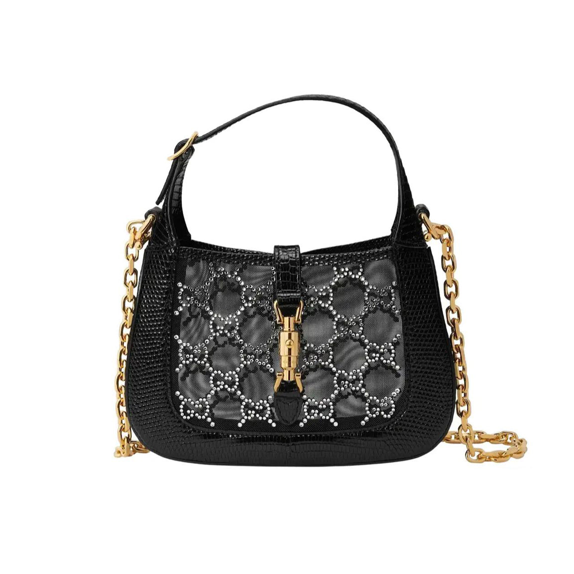 GUCCI Chain Mesh Leather Portable Shoulder Bag Bags #56314