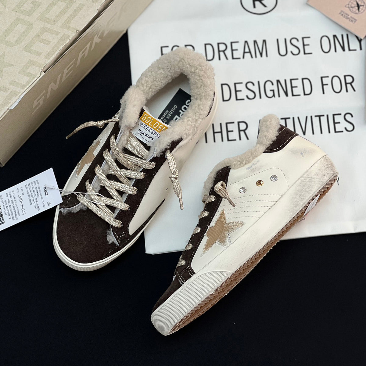 Golden Goose Women's Fall/Winter Lamb's Wool Suede Low Top Lace Up Casual Shoes #74683