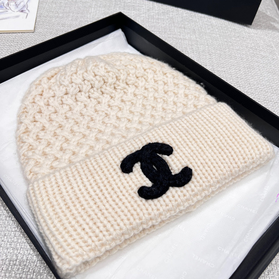 Chanel Knitted Cashmere Scarf Hat #96643