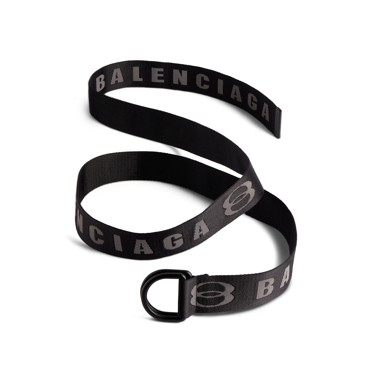 Balenciaga Men's Monogrammed Black Canvas Fabric Belt #75363