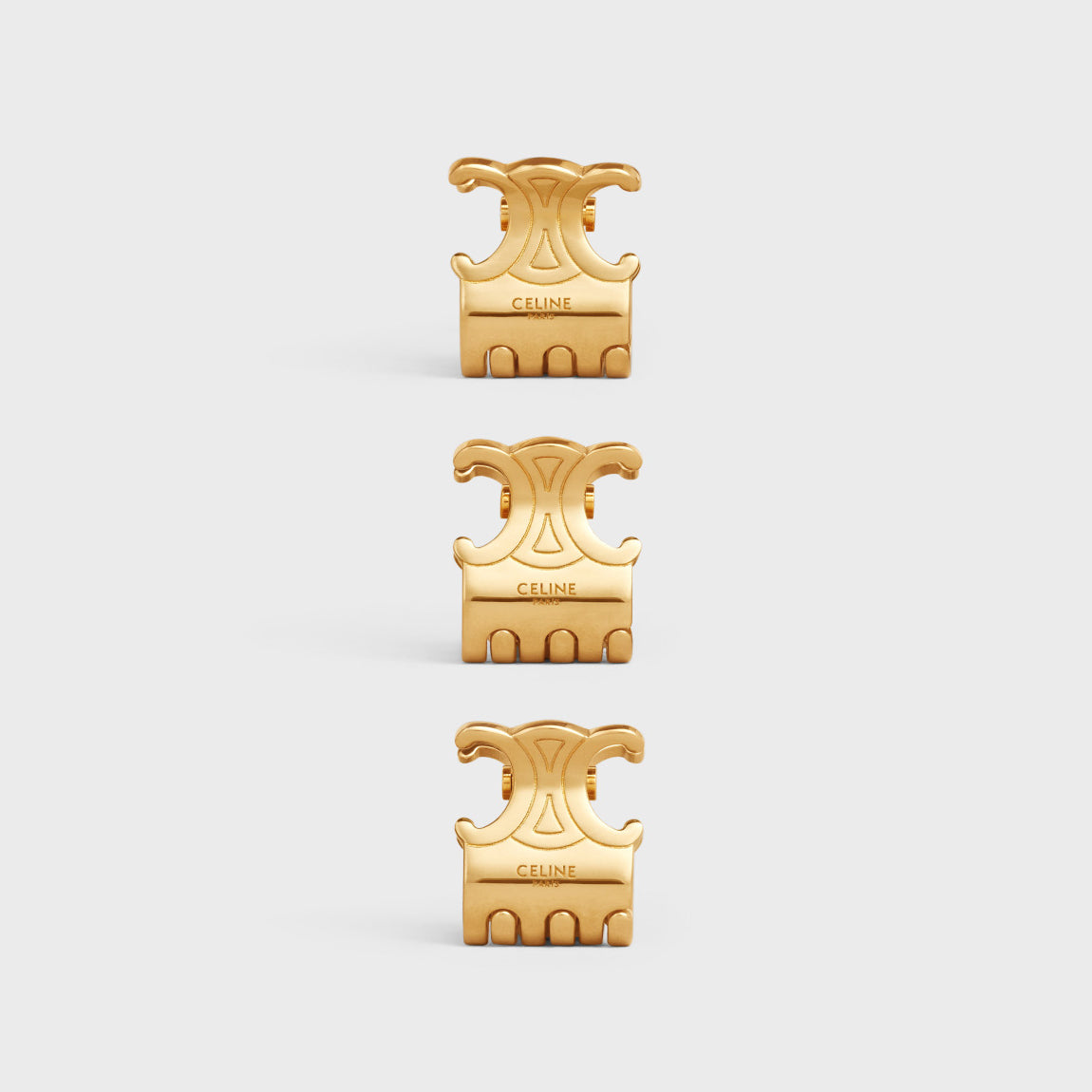Celine Women's Gold-Plated Mini Claw Hair Clip 3-Piece Set Hair Accessories Jewelry #77349