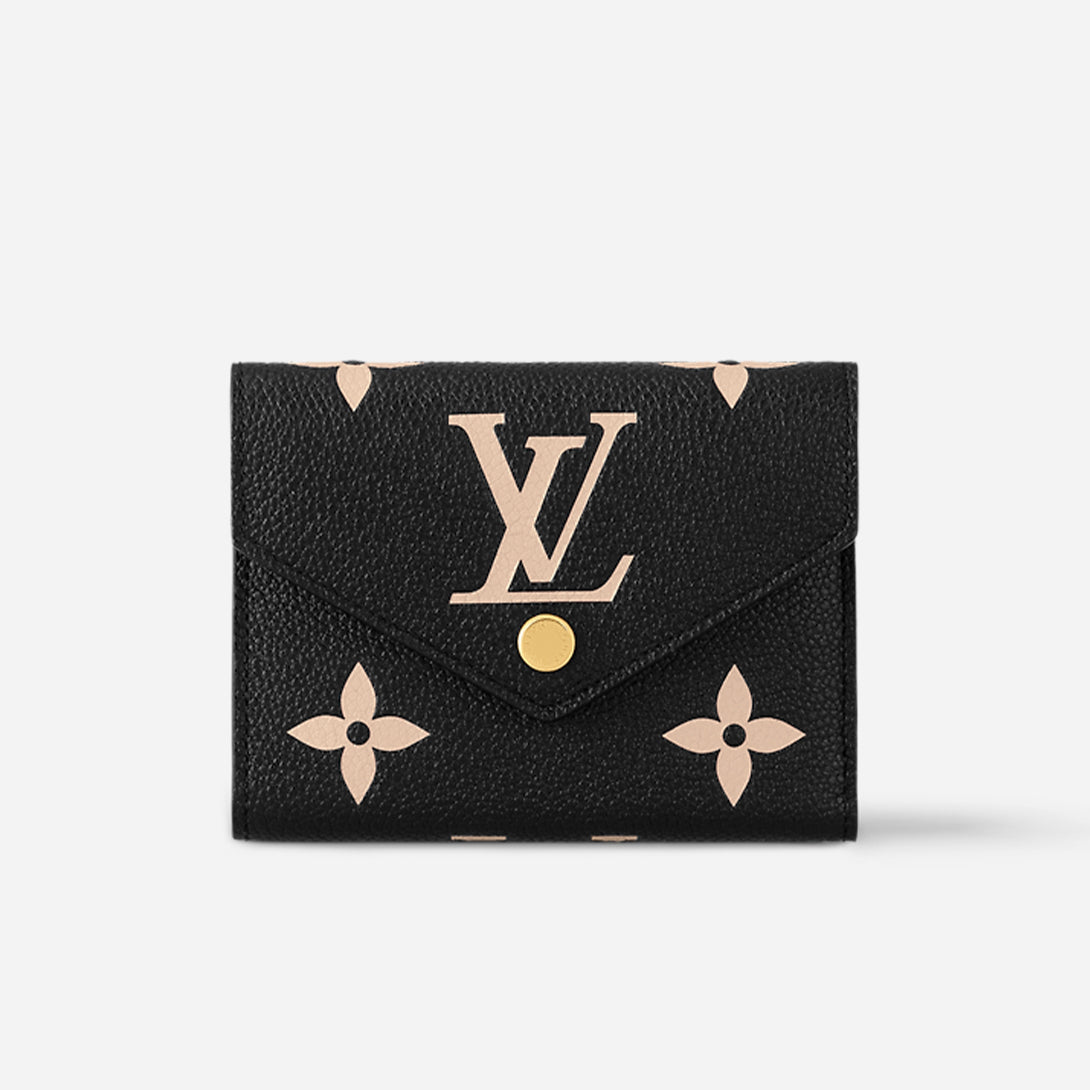 Louis Vuitton Women's Retro Fashion Logo Printing Black Folding Short Cowhide VICTORINE Wallet Bags M80968 #71619