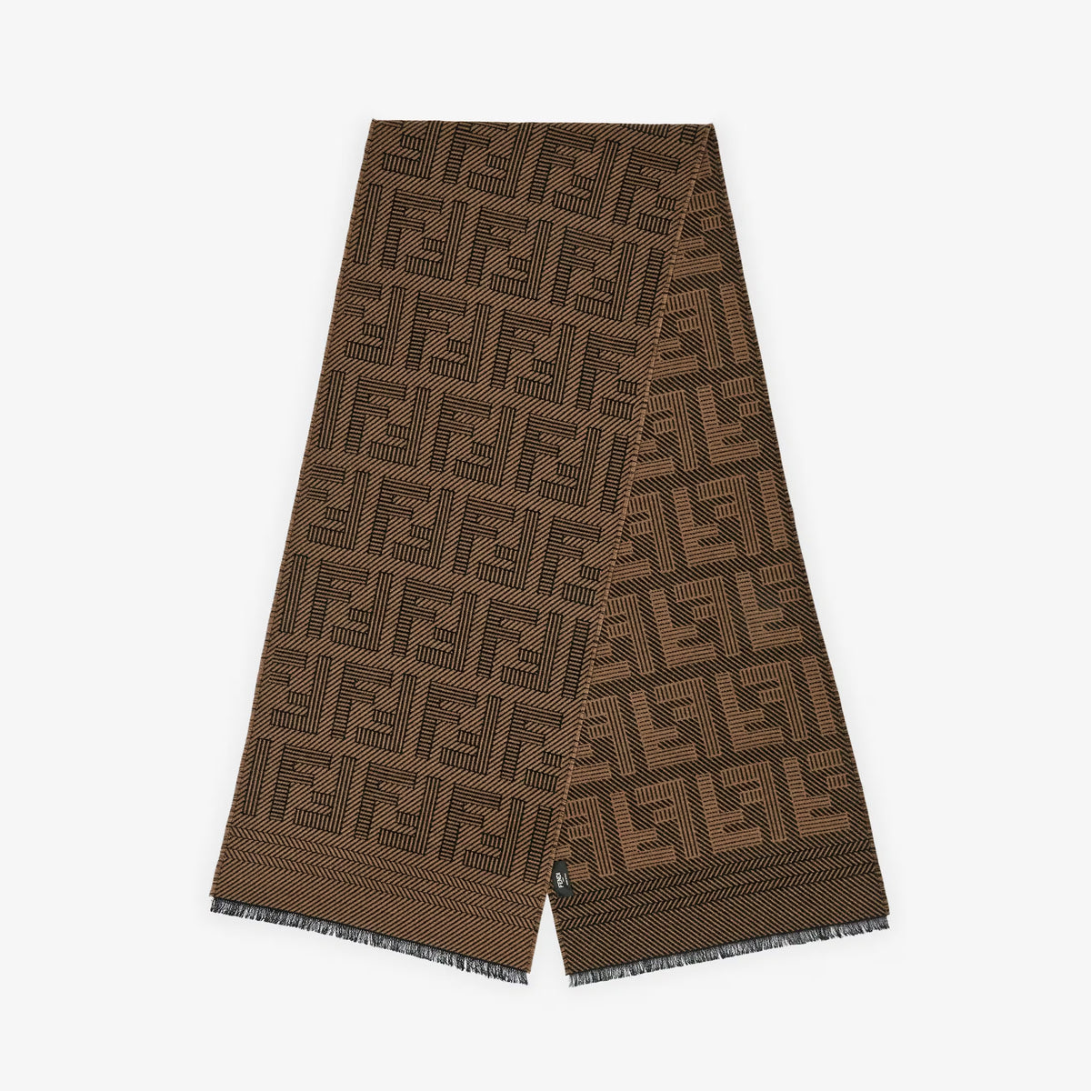Fendi Men's Brown Monogrammed Wool Scarf #72746