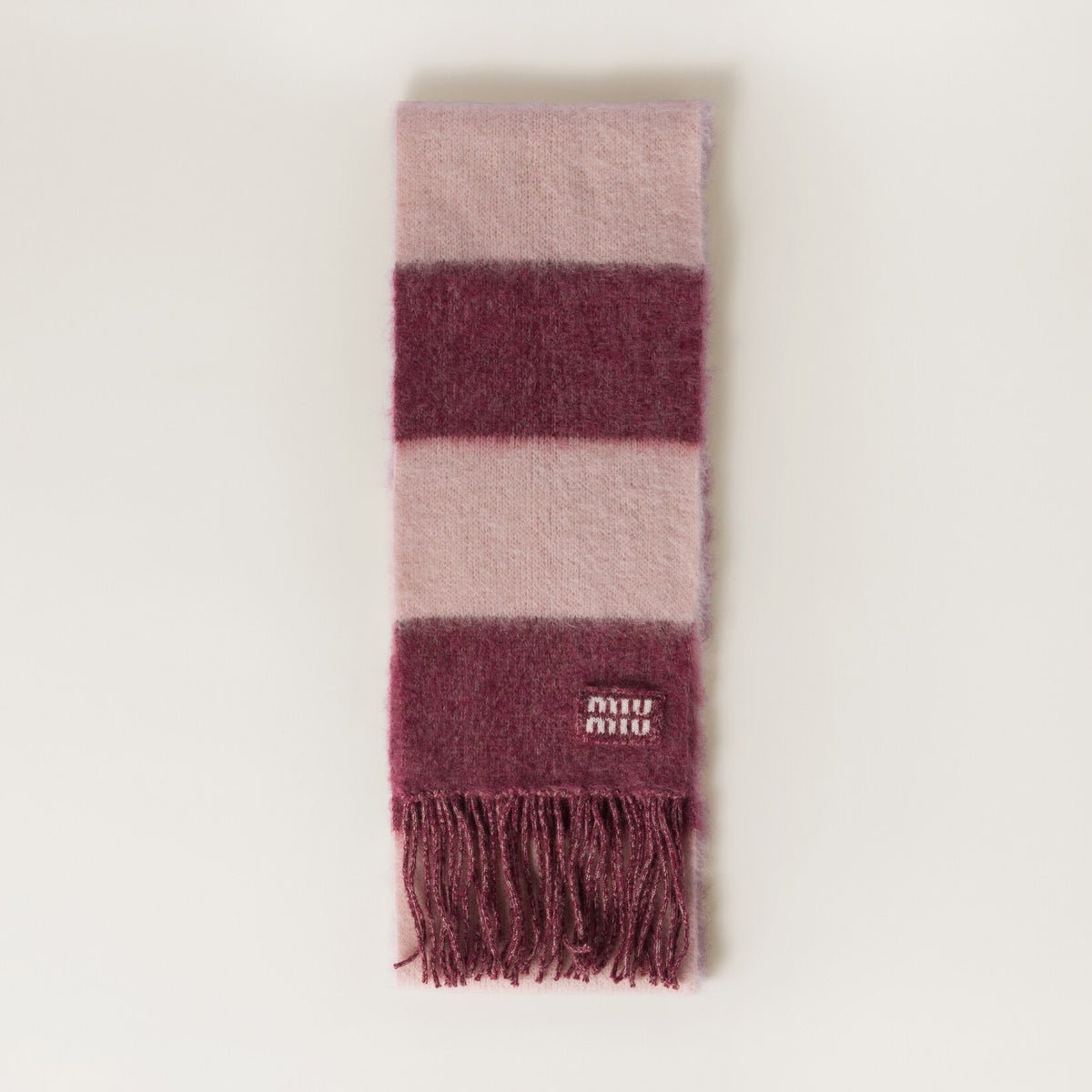 MiuMiu Women's Fall/Winter Colorblocked Mohair Fringe Scarf #73994