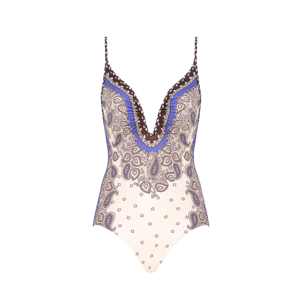 Zimmermann Women's Summer Deep V-neck Floral Pattern Printed Strapless One-piece Swimsuit Top #77287