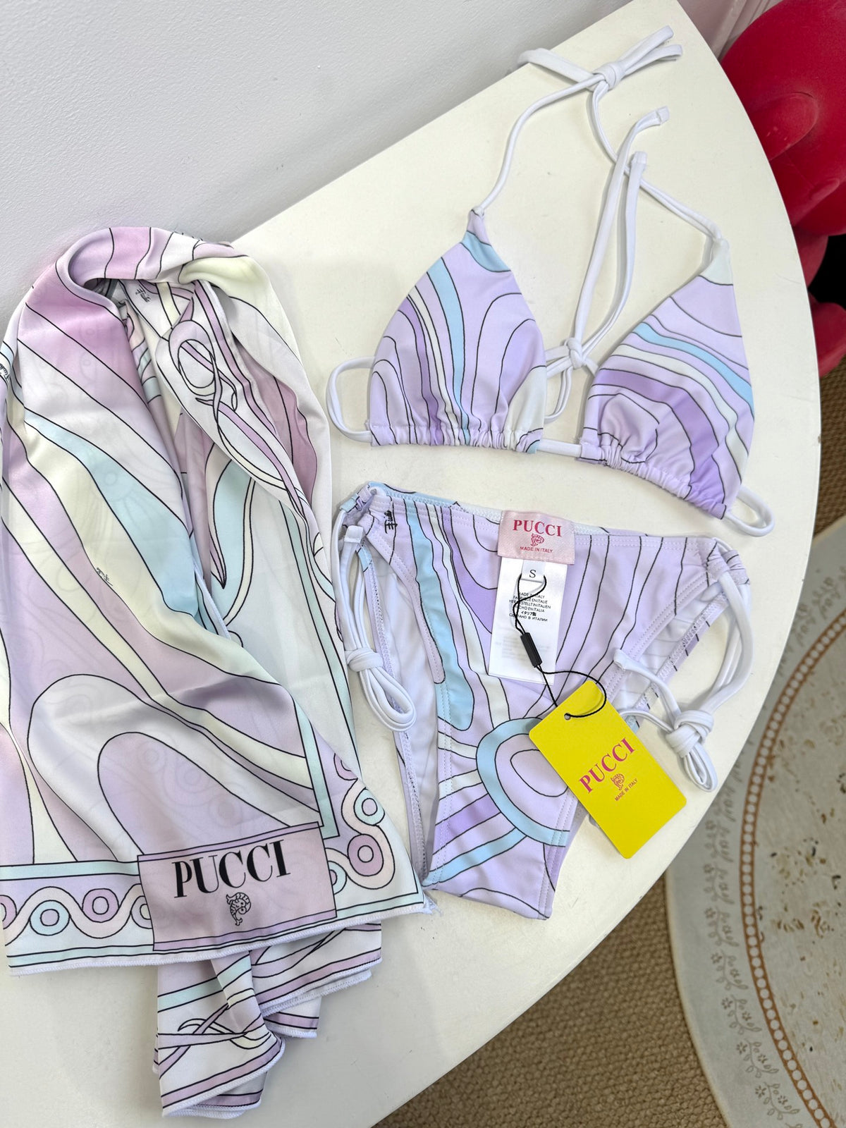 Pucci Marmo Print Bikini Top Bottom With Ties #377719