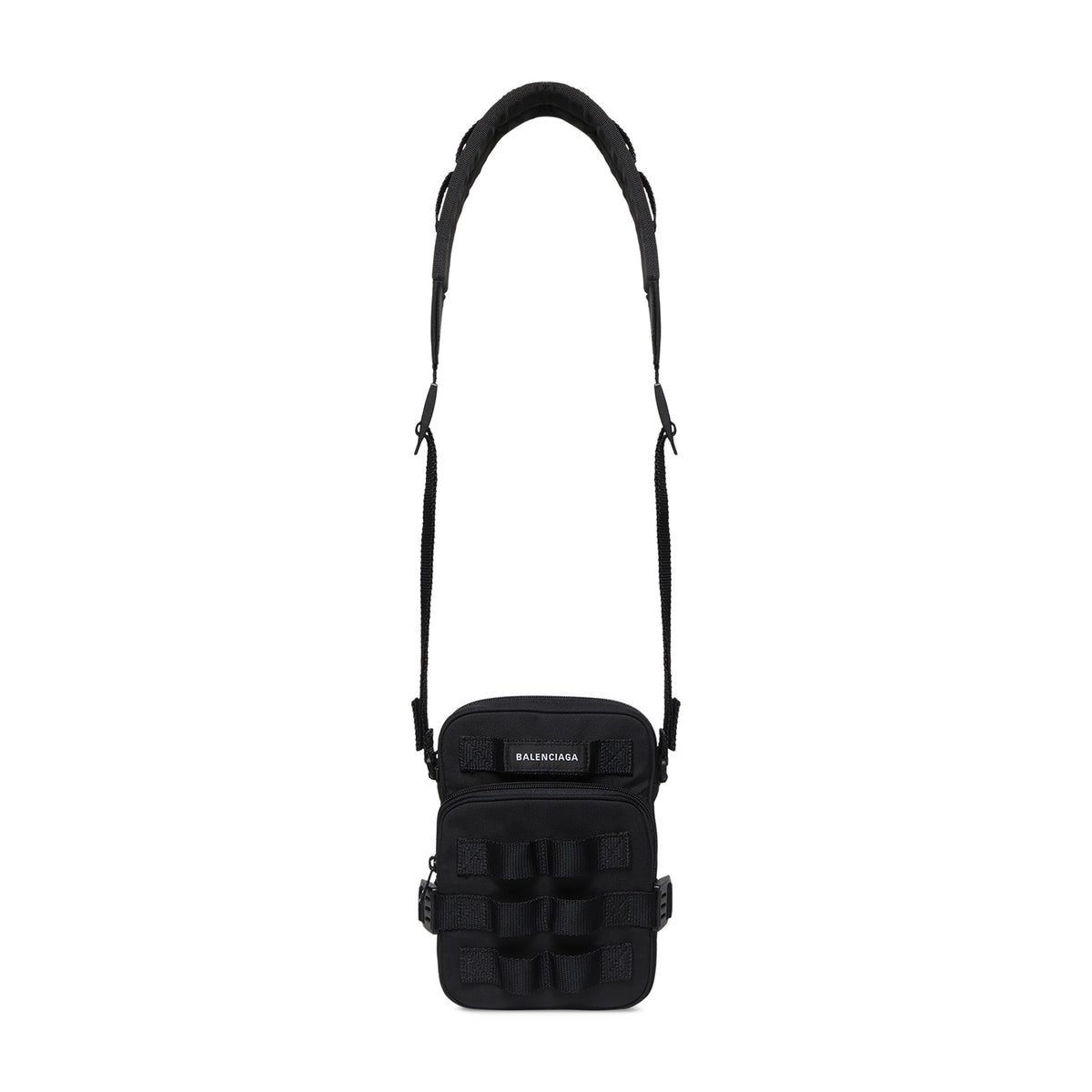 Balenciaga Army Men's Black Removable Adjustable Shoulder Strap Zipper Closure Nylon Polyester Shoulder Crossbody Bag #98467