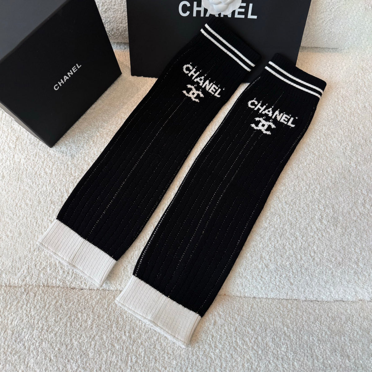 Chanel Women's Spring/Fall Fashion Classic Striped Letter Print Casual Mid Calf Socks Accessories #78958