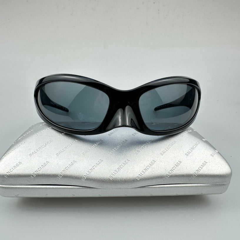 Balenciaga Men's And Women's Solid Color Temples Engraved Letters Printed Round Sunglasses Eyeglasses Glasses #74876