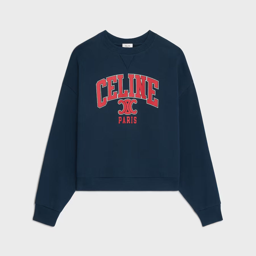 Celine Women's Fall/Winter Fashion Casual Oversized Flocked Print Letter Logo Crew Neck Long Sleeve Sweatshirt #78459