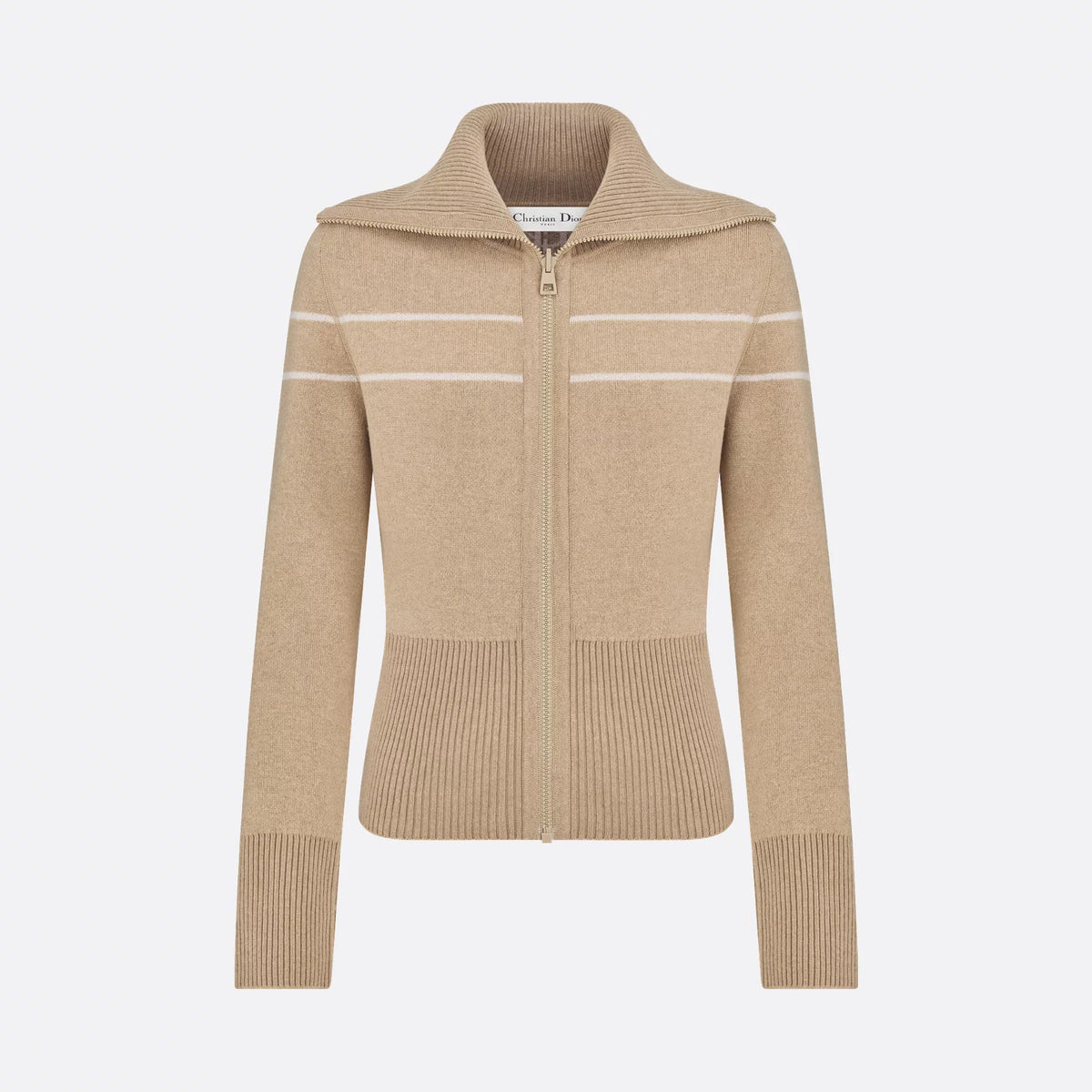 Dior Women's Spring/Autumn Solid Color Double-Sided Knitted Letter Print Zipper Collar Long Sleeve Jacket and Casual Pants Set Suit #77491