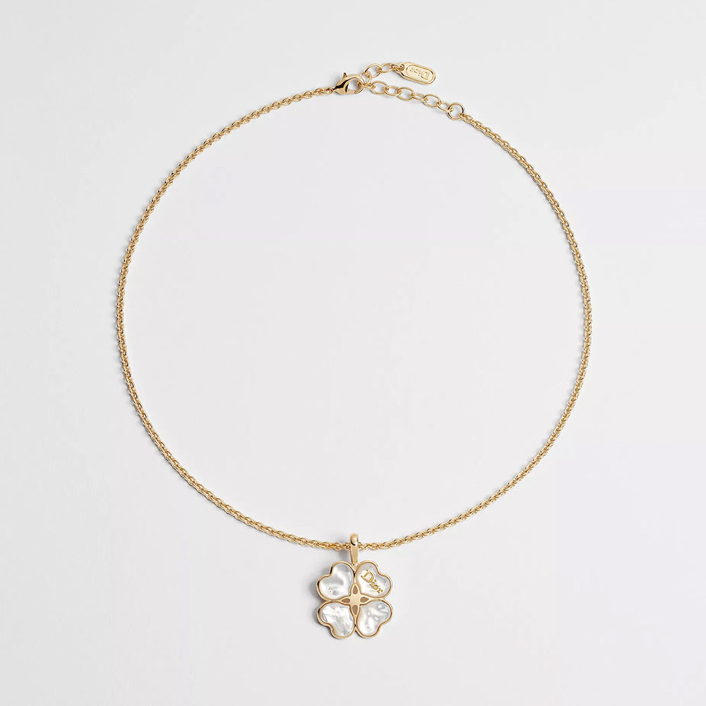 DIOR Dior Sparkling Clover Necklace Gold-Finish Metal and Mother-of-Pearl #385656