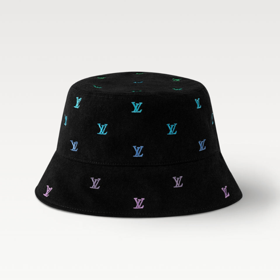 Louis Vuitton Men's LV Blason Shading Denim Embroidered Solid Color Cotton Reversible Fisherman'S Hat #77276