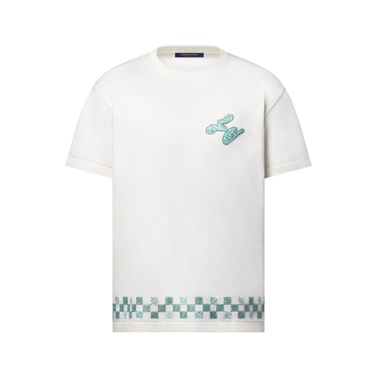 Louis Vuitton Men's Summer Embroidered Beaded Small Snake Pattern Solid Color Round Neck Short Sleeve T-Shirt #77554