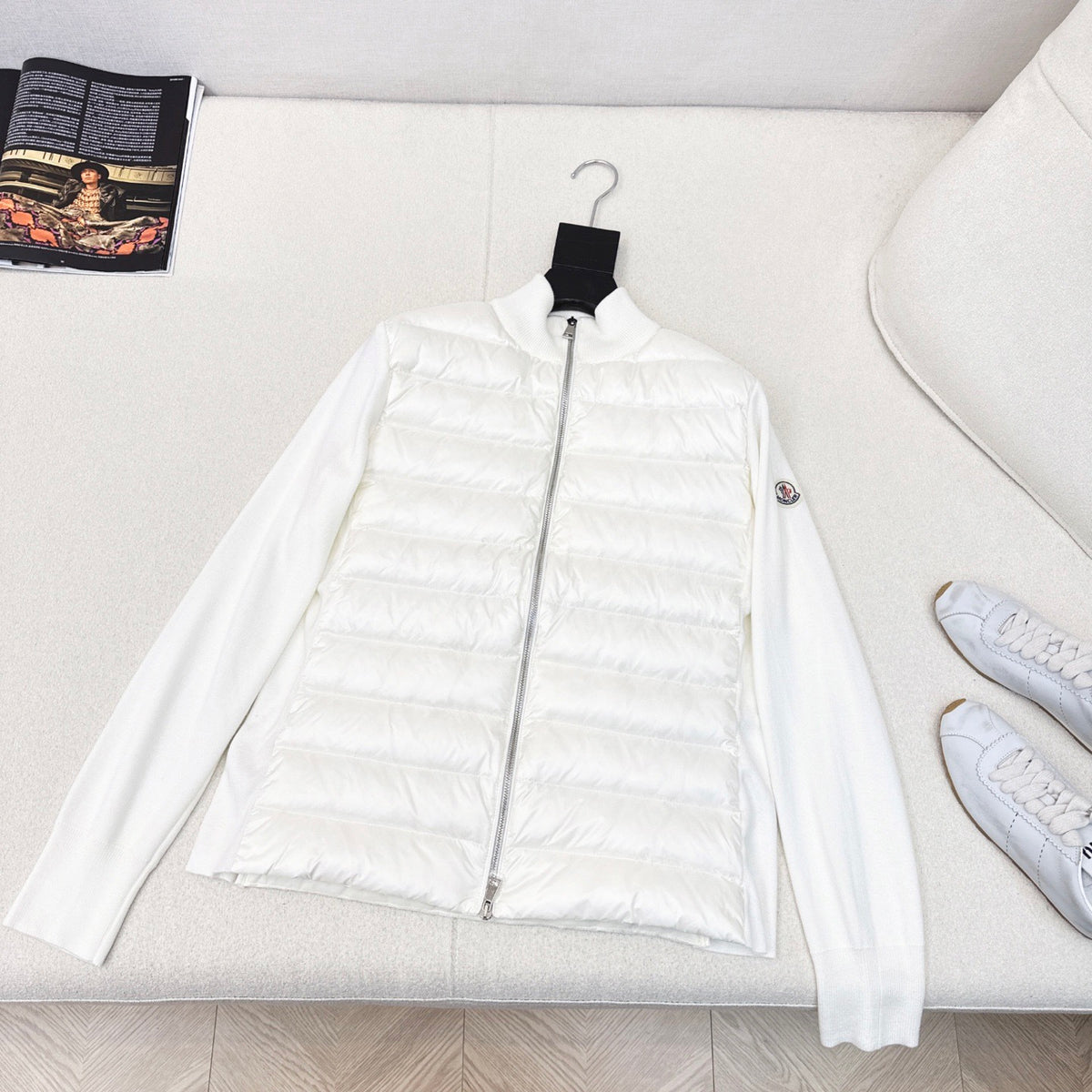 Moncler Cardigan Women's Ski Solid Color Snow Mountain Stand Collar Wool Goose Down Down Jacket#333081