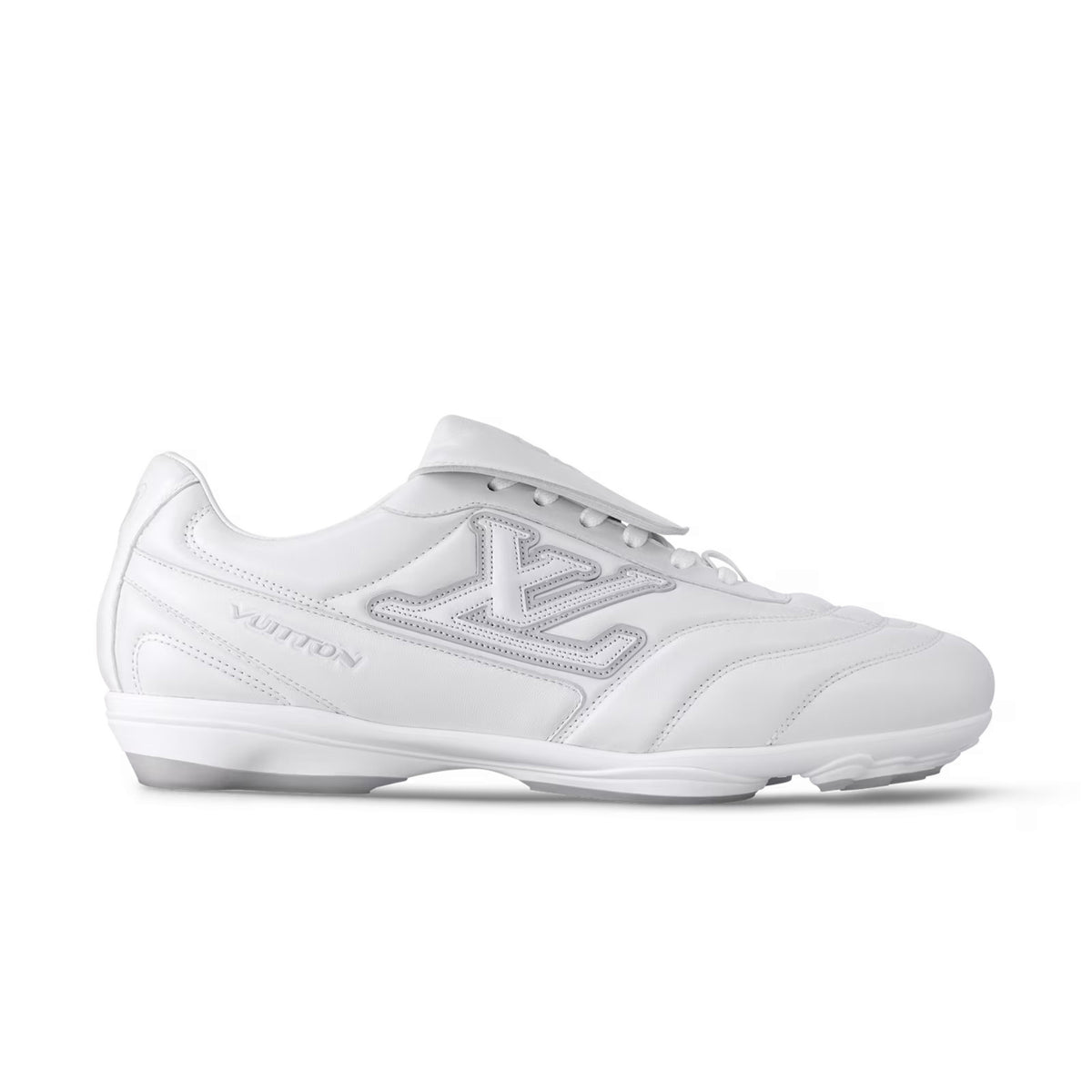 Louis Vuitton Footprint Men's and Women's Solid Color Leather Round Toe Lace Up Low Top Sneakers Shoes #75225