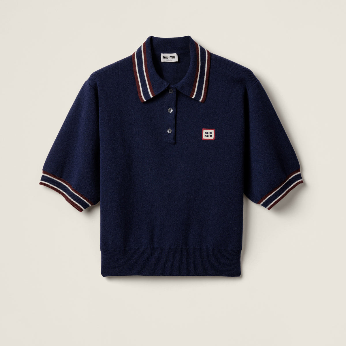 MiuMiu Holiday Collection Club Label Patch Casual Striped Blue Suit Three Piece Knit Polo Shirt College Style Vest Pleated Short Skirt Set Suit #71958
