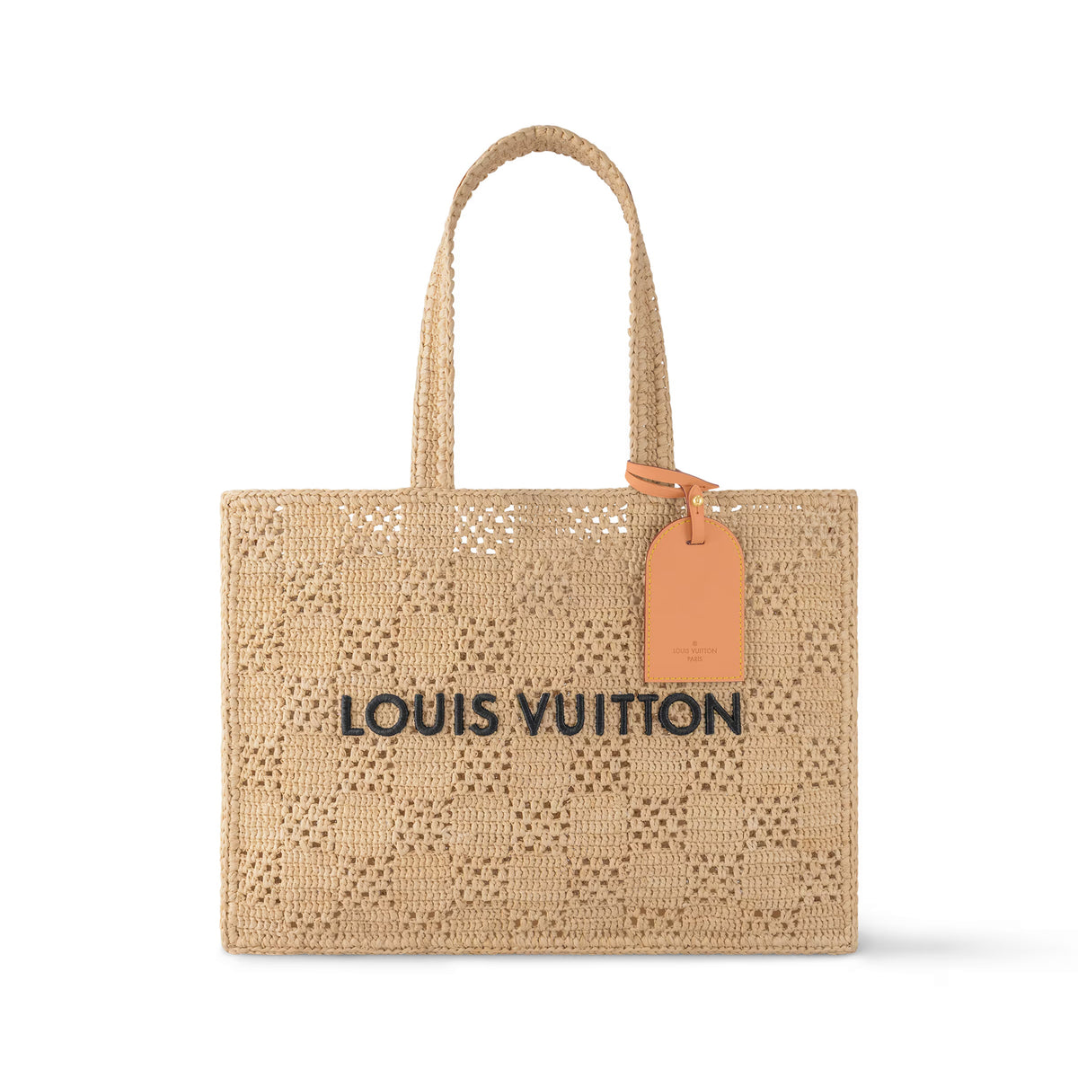 Louis Vuitton Men's and Women's Khaki Letter Printed Open Closure Leather Shopping Bag Handbag Tote Bags #72965