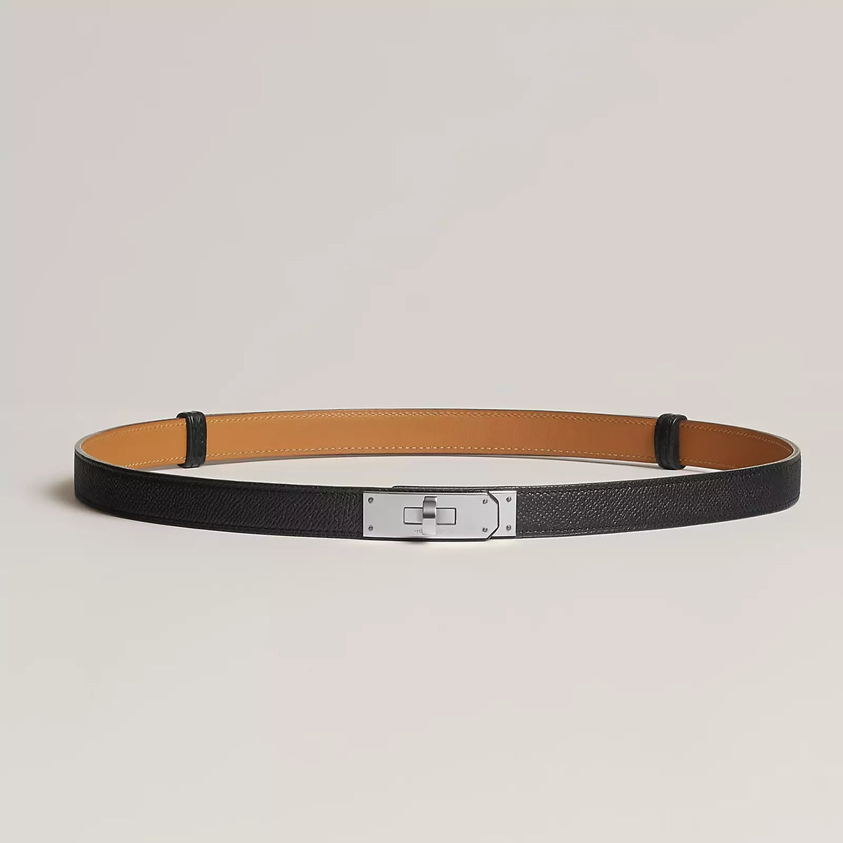 Hermes Black Leather Fine Decorative Waistband #21724