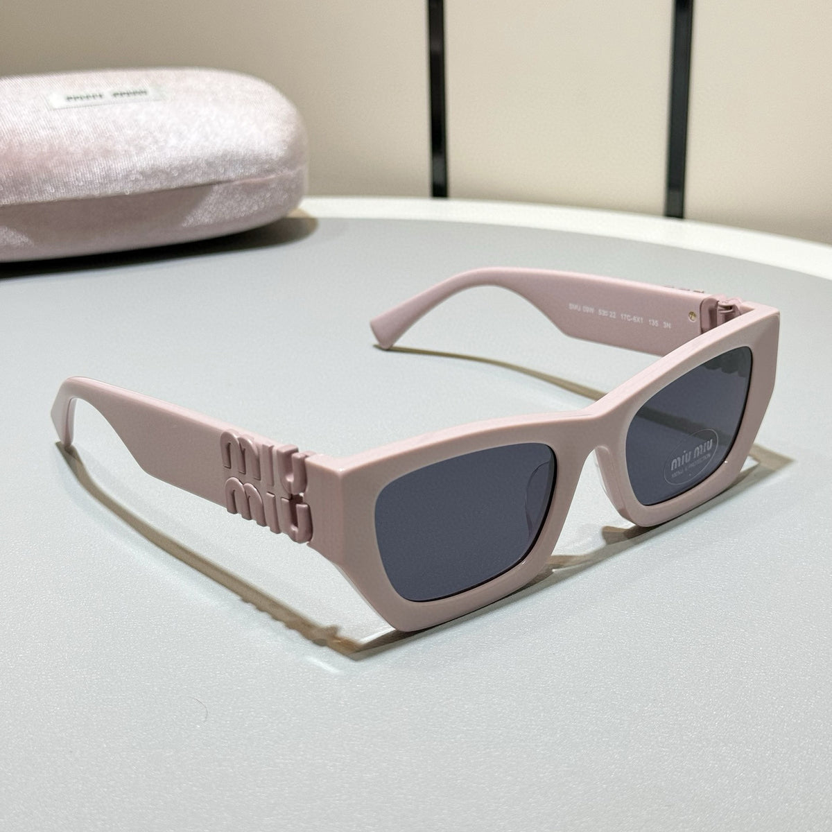 MiuMiu Eyewear Women's Pink Legs Gold Logo Plate Frame Butterfly Sunglasses Eyeglasses Glasses #99369