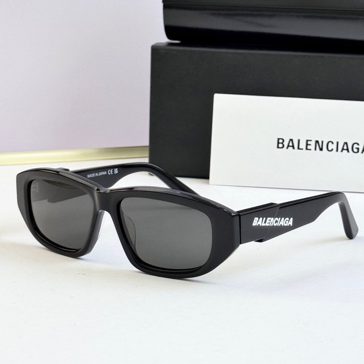 Balenciaga Men's And Women's Fashion Casual Solid Color Square Frame Sunglasses With Logo Letter Marking On Temples Sunglasses Accessories #79566