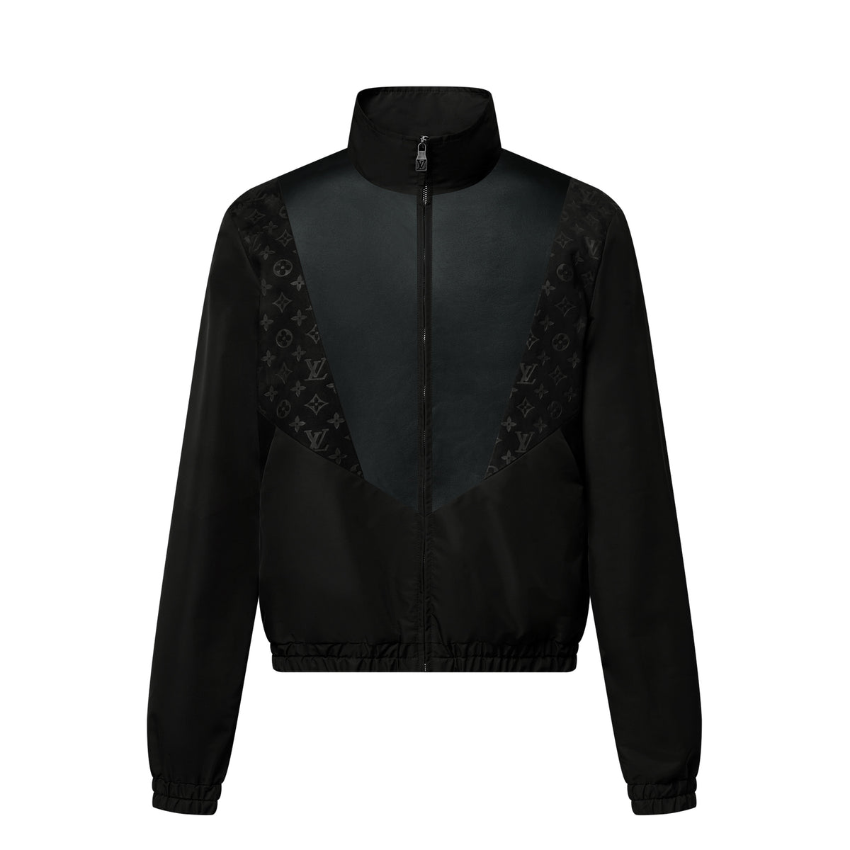 Louis Vuitton Men's Spring/summer Casual Fashion Solid Color Logo Embossed Zipper Cuff Elastic Mixed Leather Sports Jacket #78366