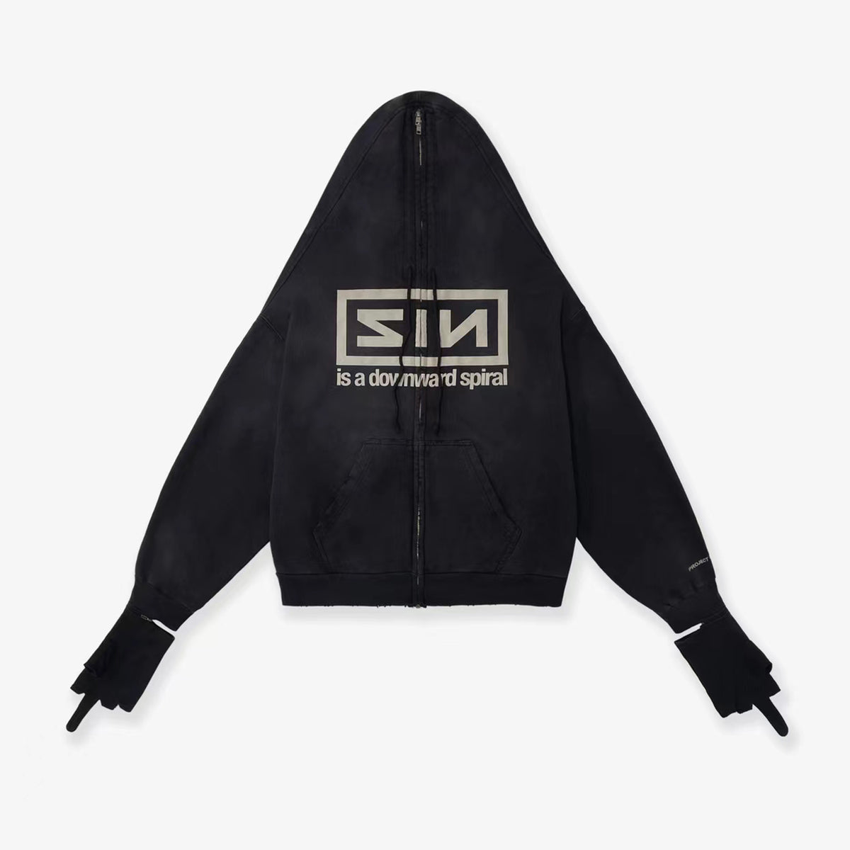 GRAILZ Men's Spring And Autumn 2-in-1 Gloves with Shoulder Zipper Letter Print Hoodie Sweatshirt Long Sleeve Jacket Ngvp #1858