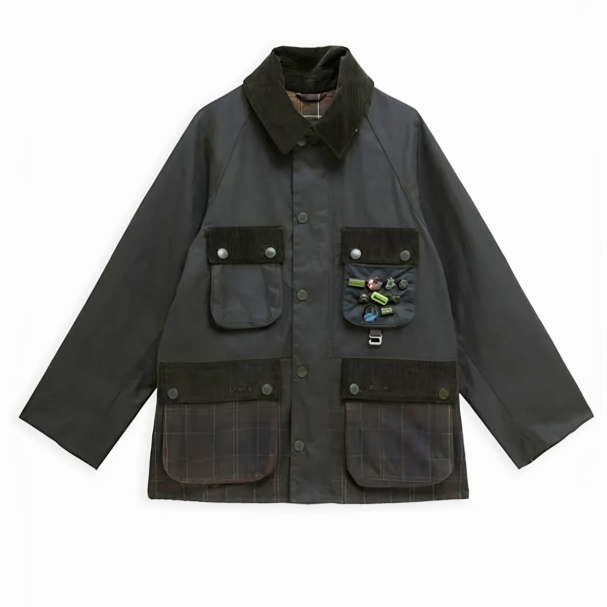 Barbour ¡Á Crocs Men's Women's Fall And Winter Lapel Oil Wax Jacket Badge Fashion Trend Pockets Casual Hooded Single-breasted Jacket Ngvp #2624