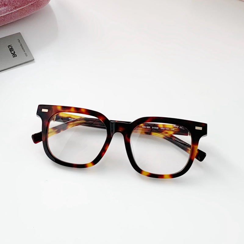 MiuMiu Women's Solid Color Temples Letters Decorative Acetate Irregularly Shaped Optical Frames Eyeglasses Glasses #75191