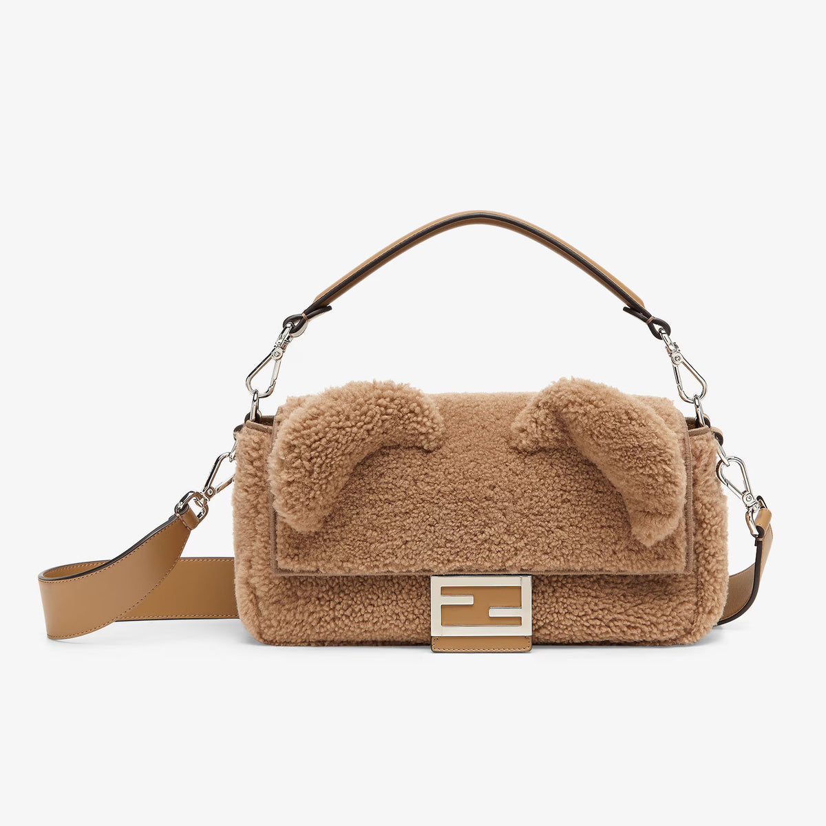 Fendi Baguette Men's and Women's Square Flap FF Magnetic Buckle Closure Lamb's Wool Single Shoulder Slanting Handbag Bag Bags #74863