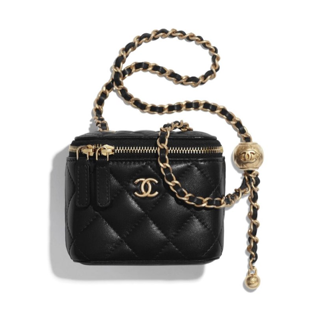 CHANEL Square Single Cosmetic Bag With Mirror Chain Bags #56496