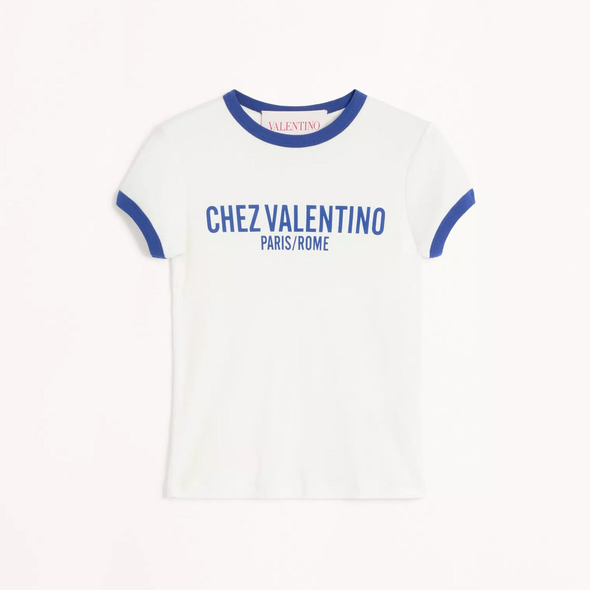 Valentino Women's Summer Colorblocked Letter Round Neck Solid Color Straight Jersey Cotton Short Sleeve T-Shirt #71887
