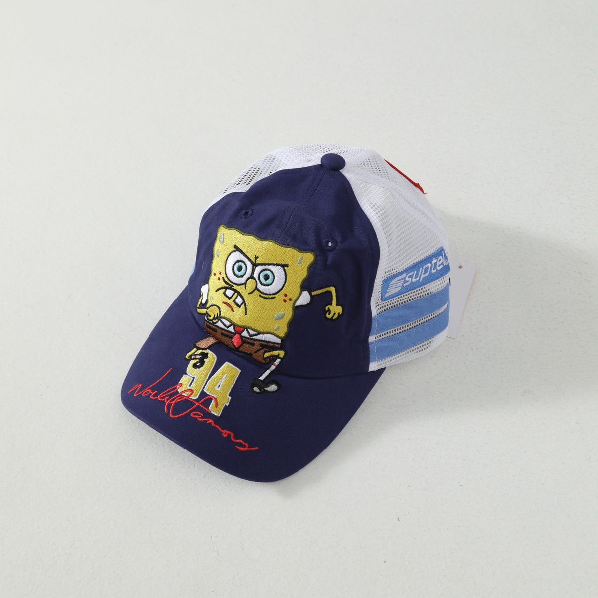 Supreme x SPONGEBOB SQUAREPANTS Men's And Women's Spring/Summer Spongebob Squarepants Co-branded Letter Embroidered Cartoon Hip Hop Duckbill Baseball Cap #78232