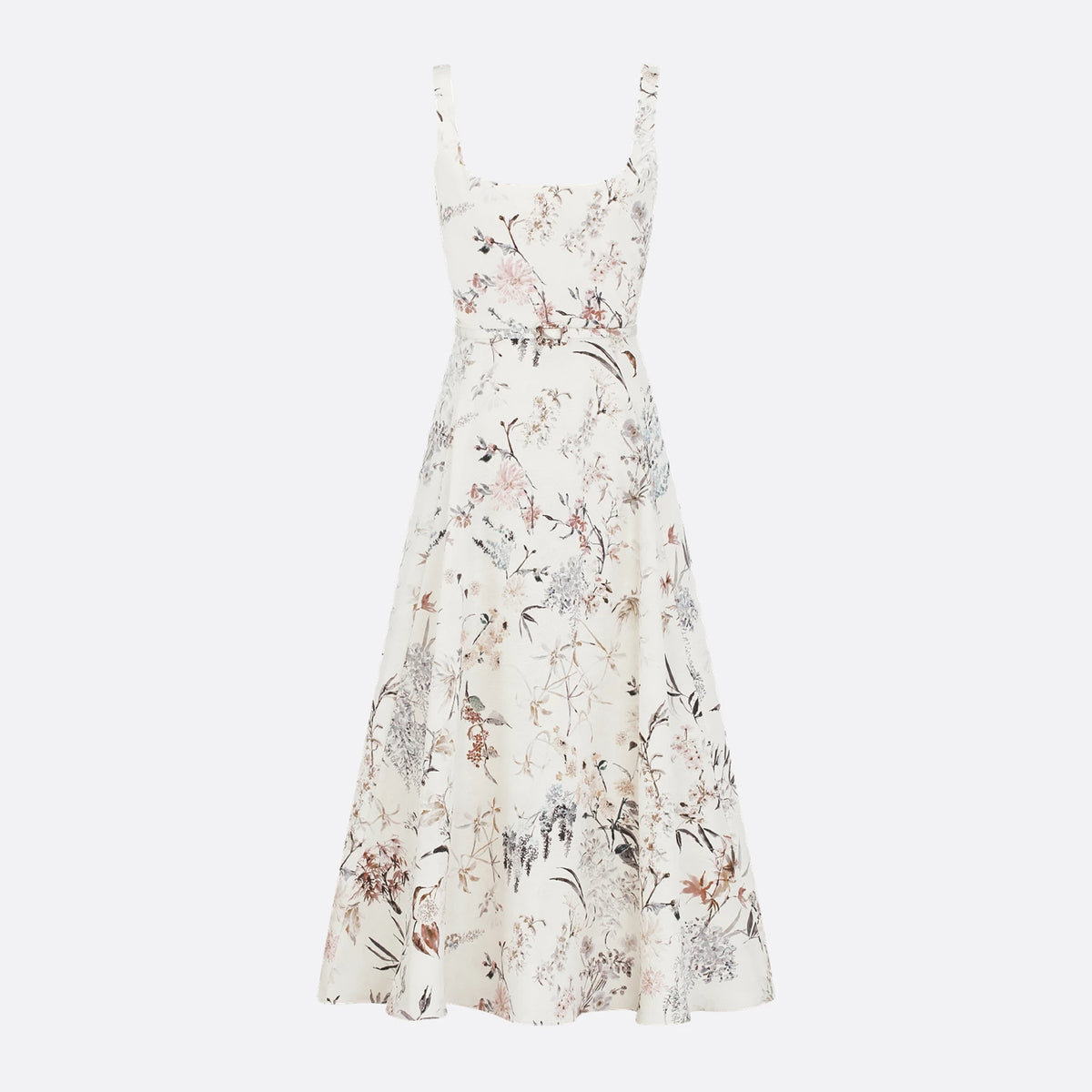 Dior Millefiori Pattern With Belt Women's Spring Summer Fashion Elegant Long Vest Dress Slim Printed Dress Dresses Ngvp #1961